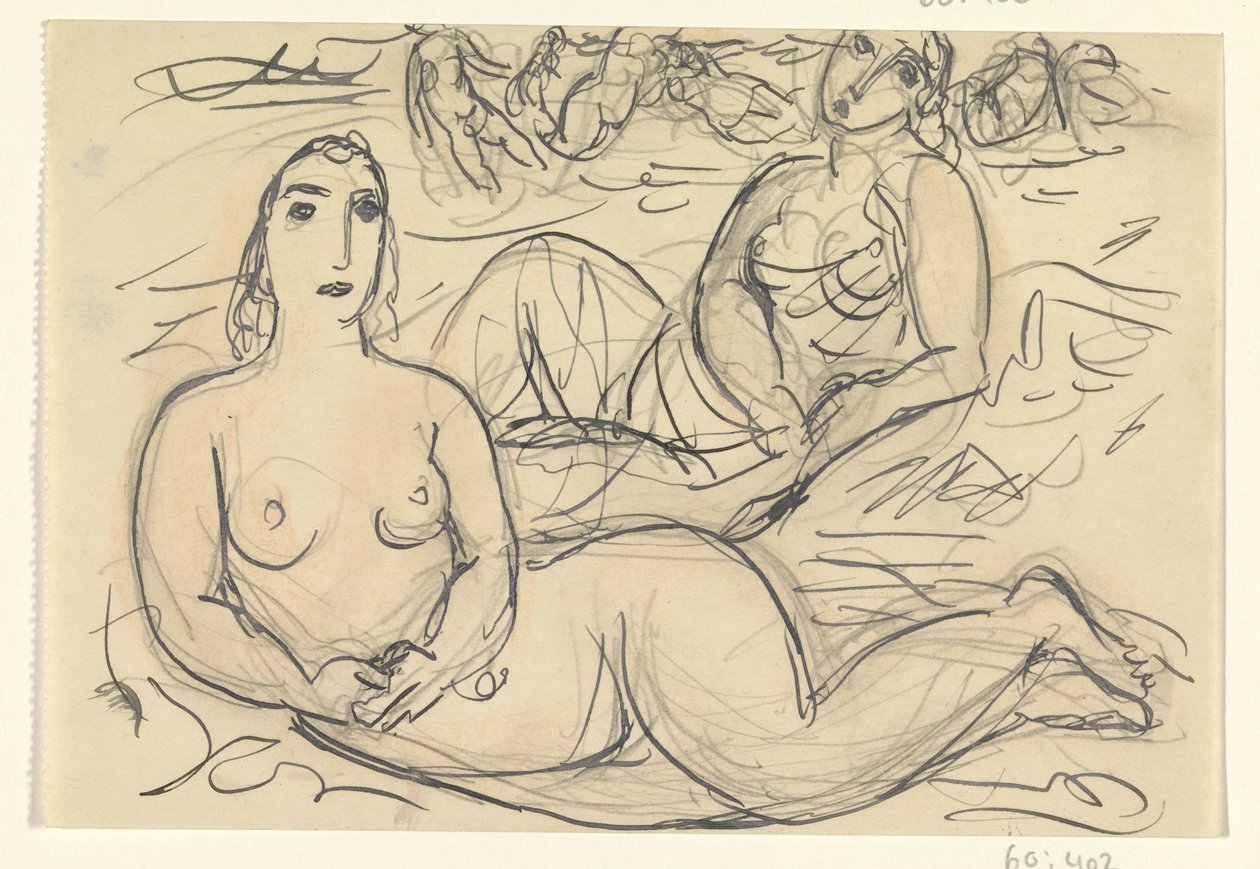 Två nakna kvinnor i vattnet av Leo Gestel