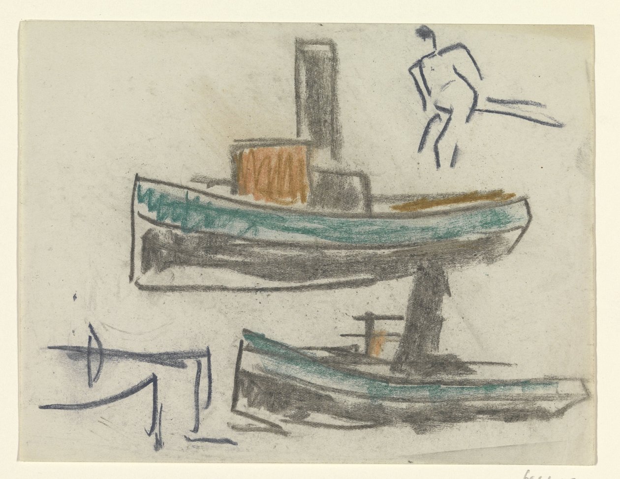 Två skepp och en figur av Leo Gestel