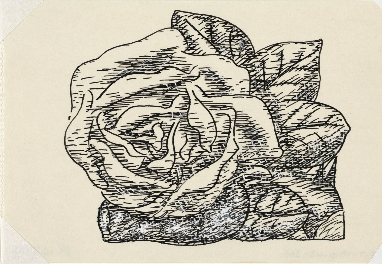 Namnlös (rosa) Vinjett för Gestel-biografi av Porf. W. van der Pluym av Leo Gestel