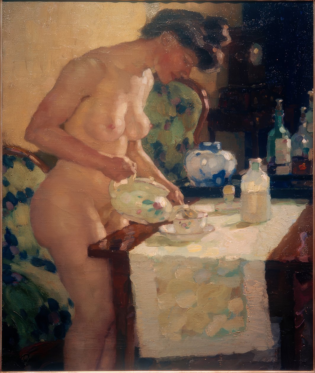 Modell vid tebordet av Leo Putz