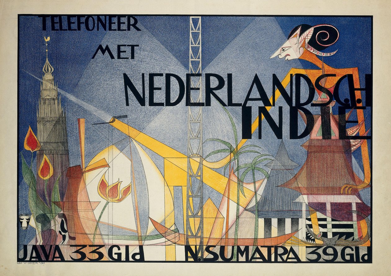 Affisch Telefon med Nederländska Ostindien Ring Nederländska Ostindien (...) (titel på objekt) av Leo Visser