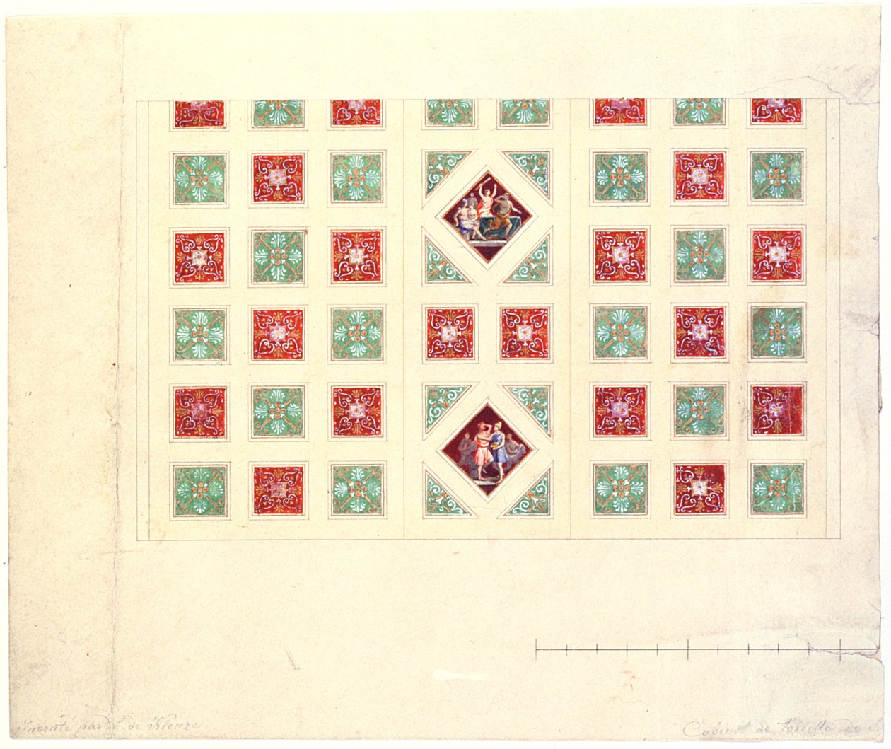 Takdesign för Ludwig I:s (1786-1868) skrivrum på Konigsbau Residence, München, ca 1835 av Leo von Klenze