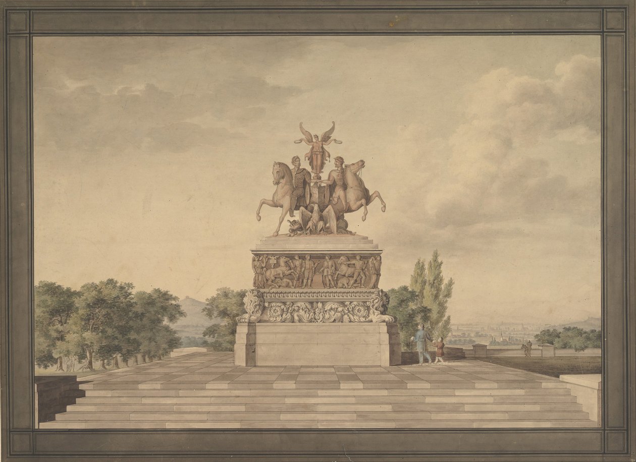 Design för ett monument över Victory of Waterloo recto..., 1815. av Leo von Klenze