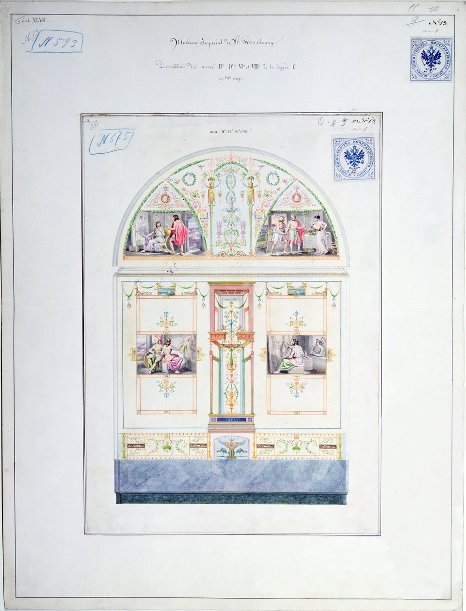Muralmålning för Eremitaget, S:t Petersburg, ca 1840 av Leo von Klenze