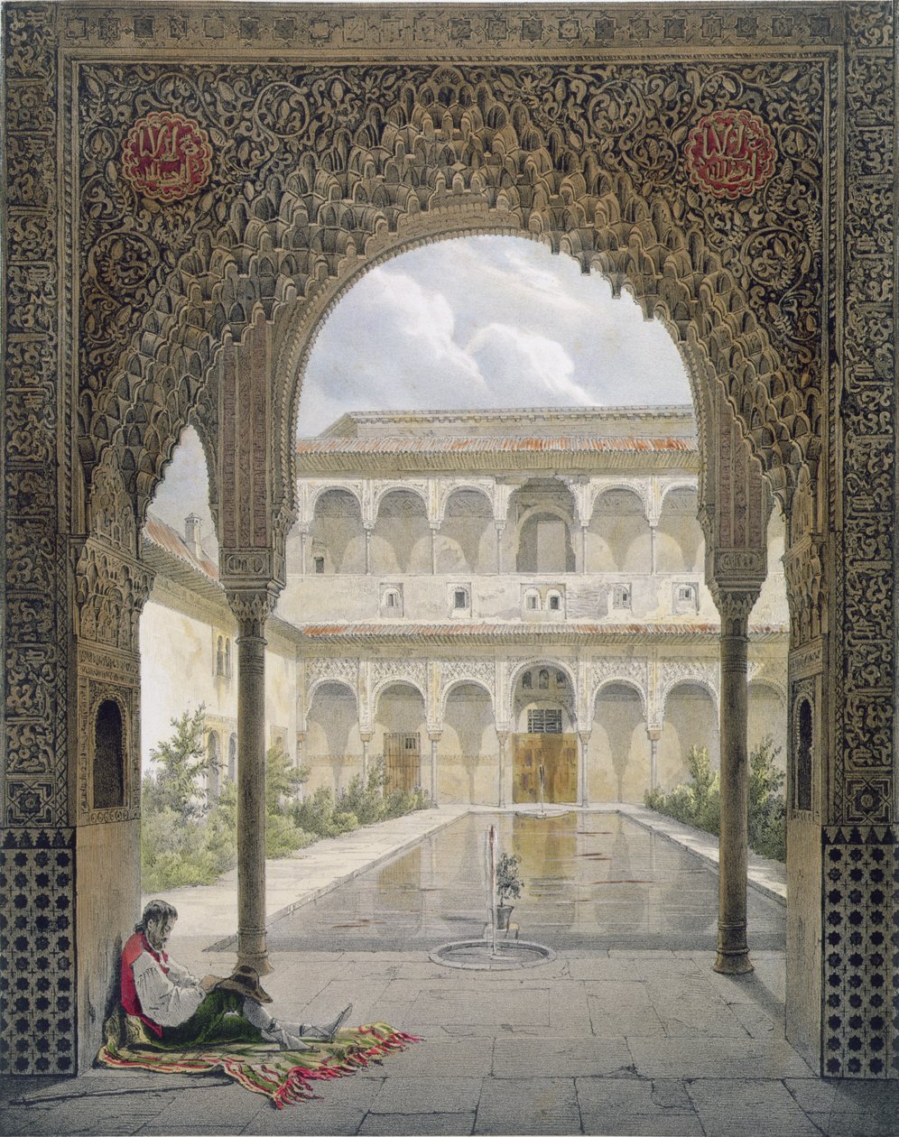 Court of the Alberca i Alhambra, Granada, 1853 av Leon Auguste Asselineau