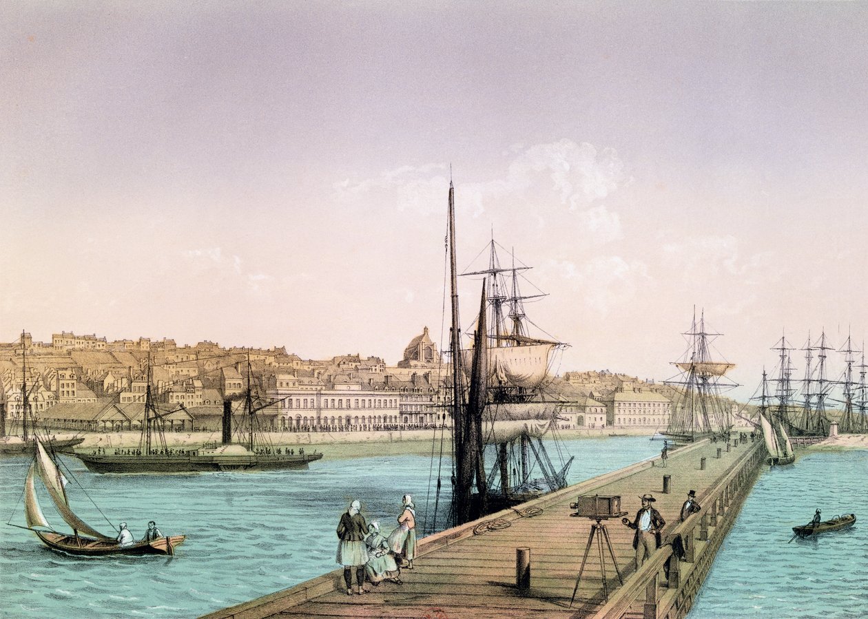 Vy över Boulognes hamn, från serien "La France de Nos Jours", 1856 av Leon Auguste Asselineau