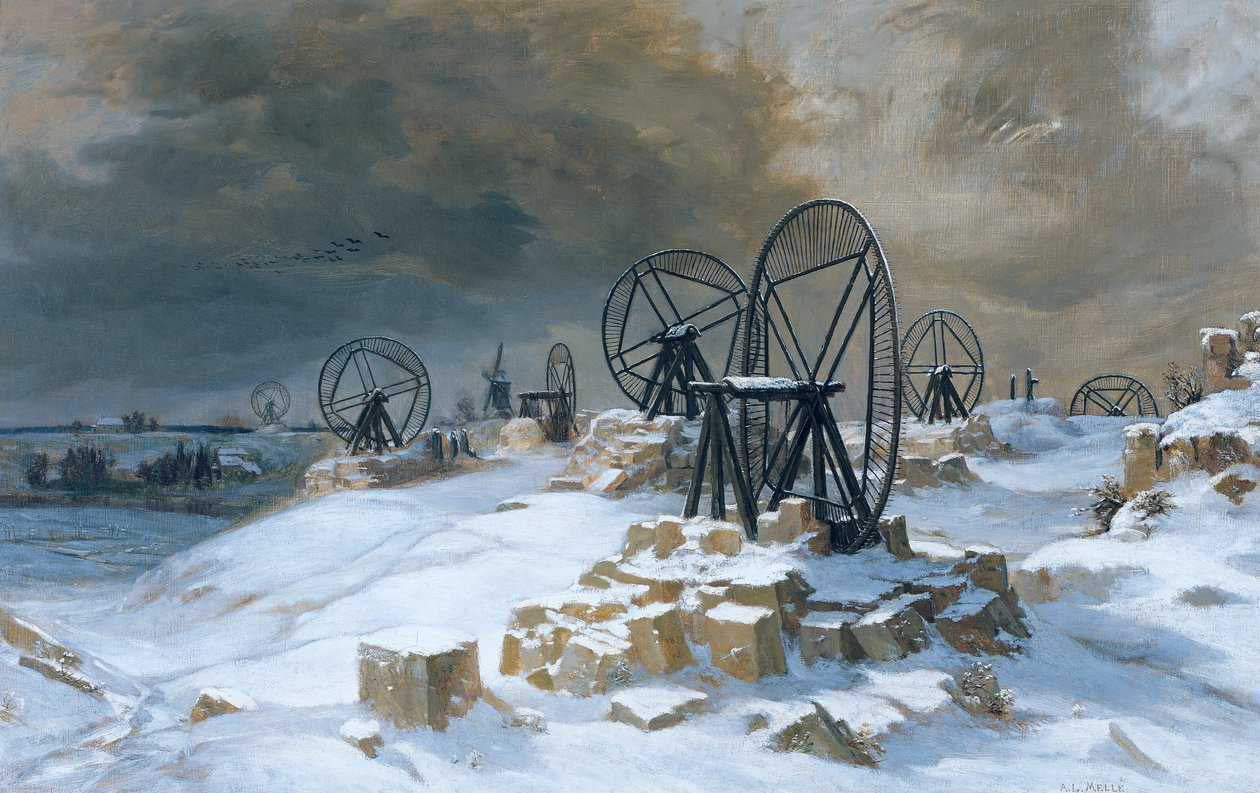 Gropar vid Gentilly in the Snow, 1879 av Leon Auguste Melle