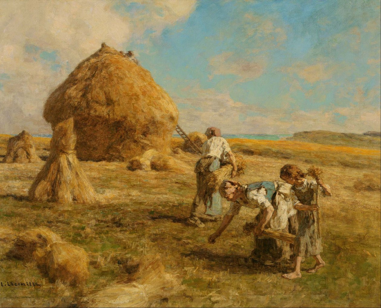 Japanese: n: n Gleaning Women  av Leon Augustin Lhermitte