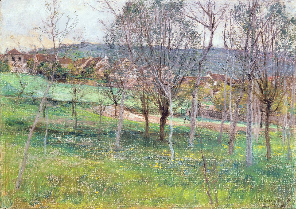 Landskap i norra Frankrike, ca 1892 (pastellfärger) av Leon Augustin Lhermitte