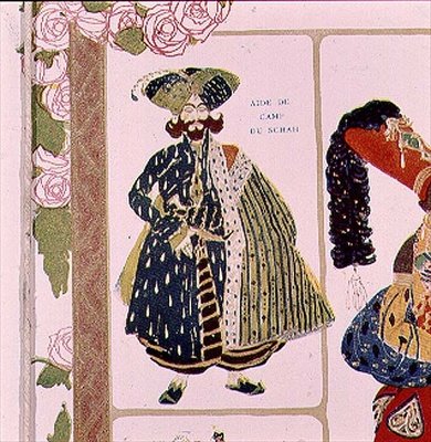Aide-de-camp of the Shahen, kostymdesign för Diaghilevs produktion av baletten Scheherazade, 1910 av Leon Bakst