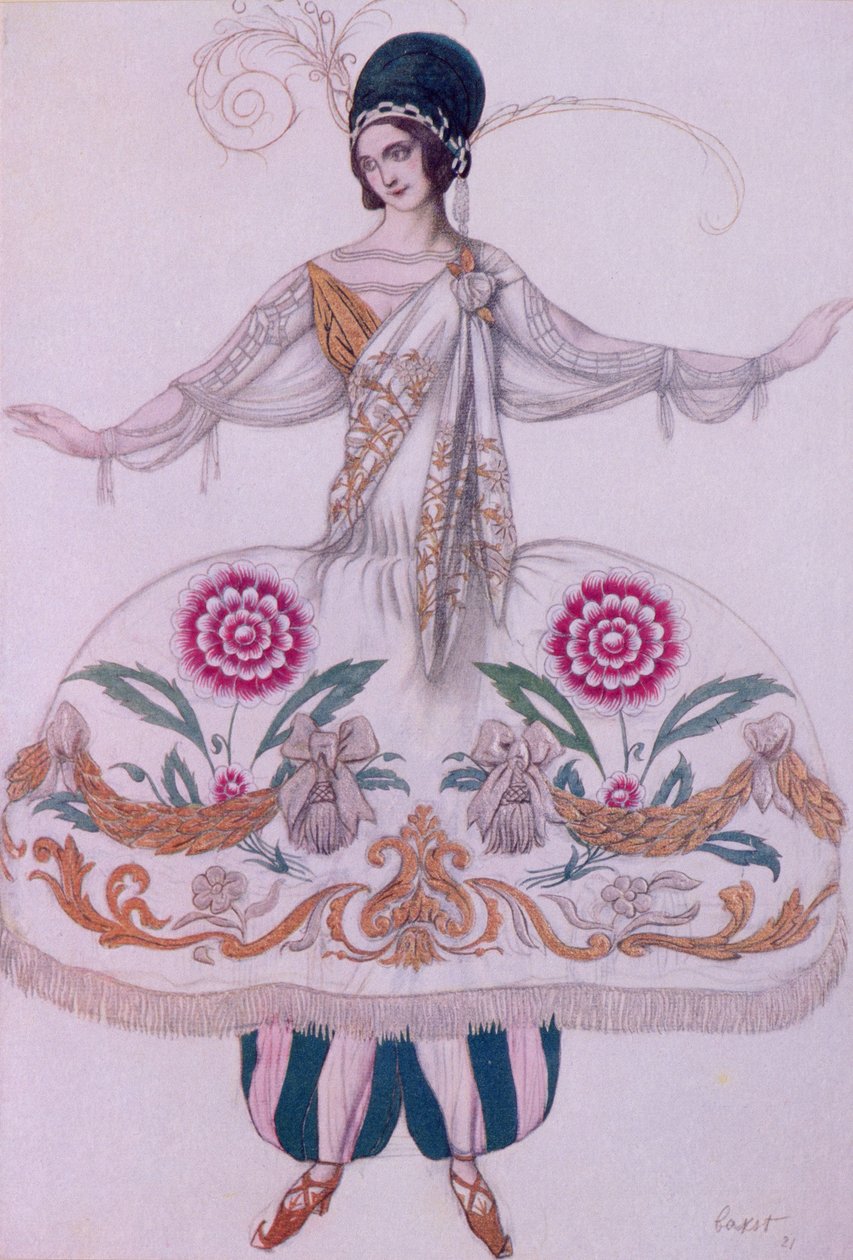 Kostymdesign för Scheherazade, från Törnrosa, 1921 av Leon Bakst