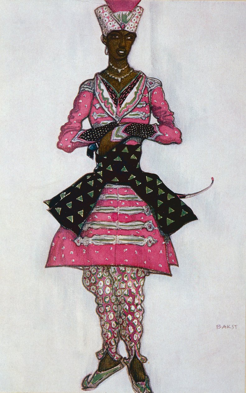 Kostymdesign för den indiska brudgummen från Törnrosa, 1921 av Leon Bakst