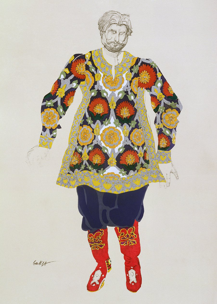 Kostymdesign för en man, från Sadko, 1917 av Leon Bakst