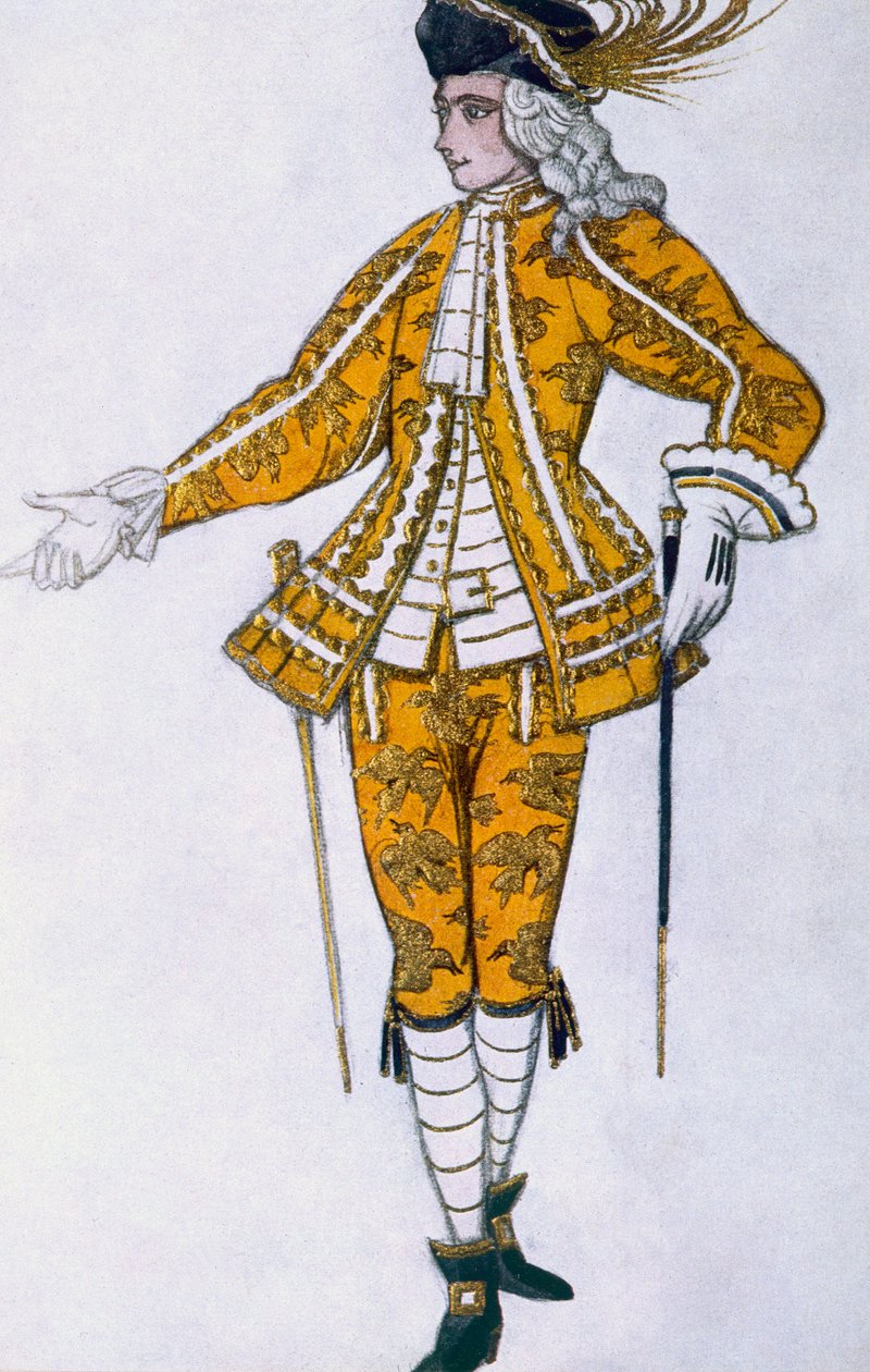 Kostymdesign för älvornas sidekarl, från Törnrosa, 1921 av Leon Bakst