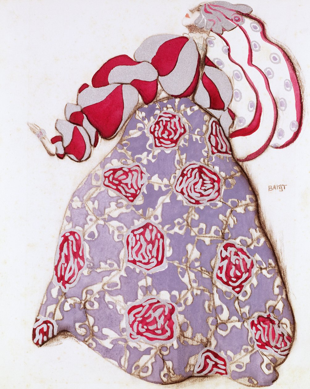 Kostymdesign för baletten La Legende de Joseph, 1914 (kol och gouache på papper) av Leon Bakst