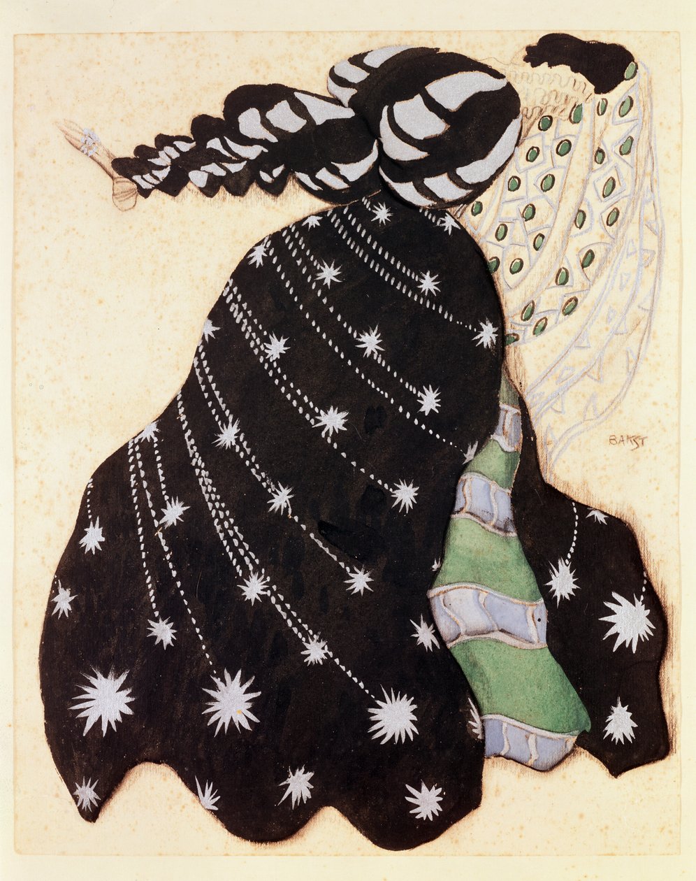 Kostymdesign för baletten "La Legende de Joseph", 1914 (kol och gouache på papper) av Leon Bakst
