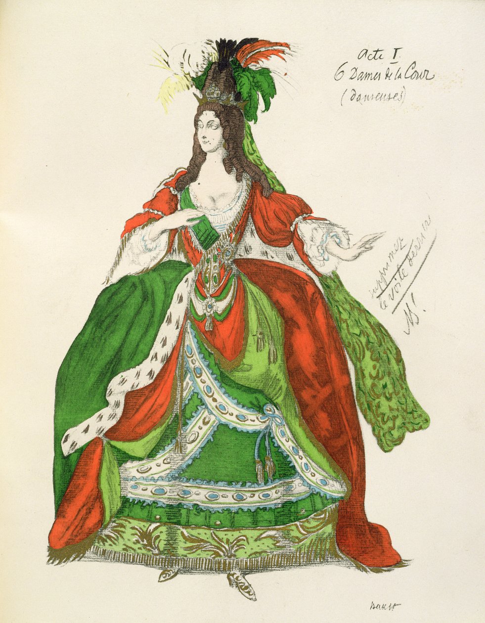 Kostym för en kvinnlig hovman och dansare, från Törnrosa, 1921 av Leon Bakst