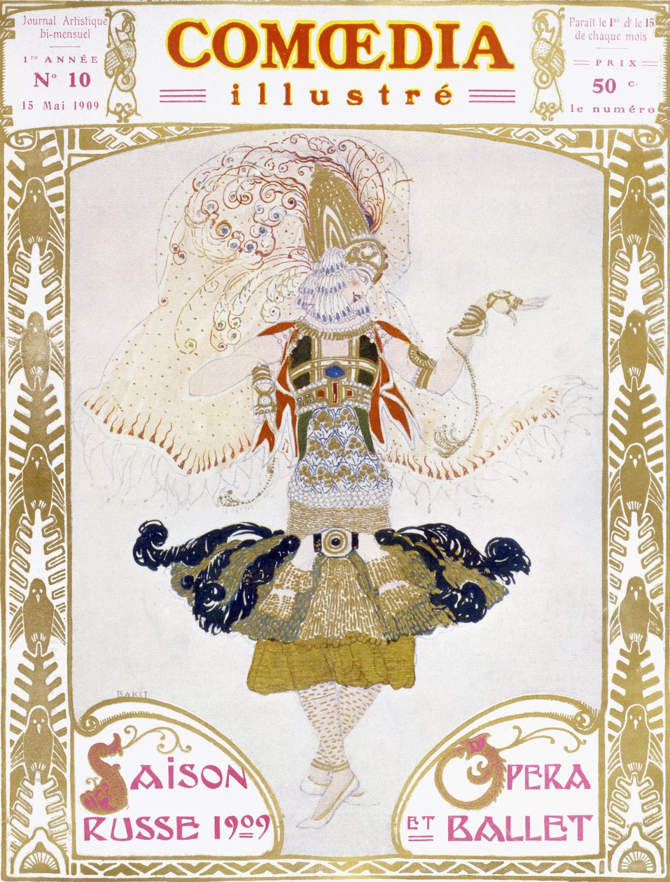 Främre omslaget till Comoedia, 1909 av Leon Bakst