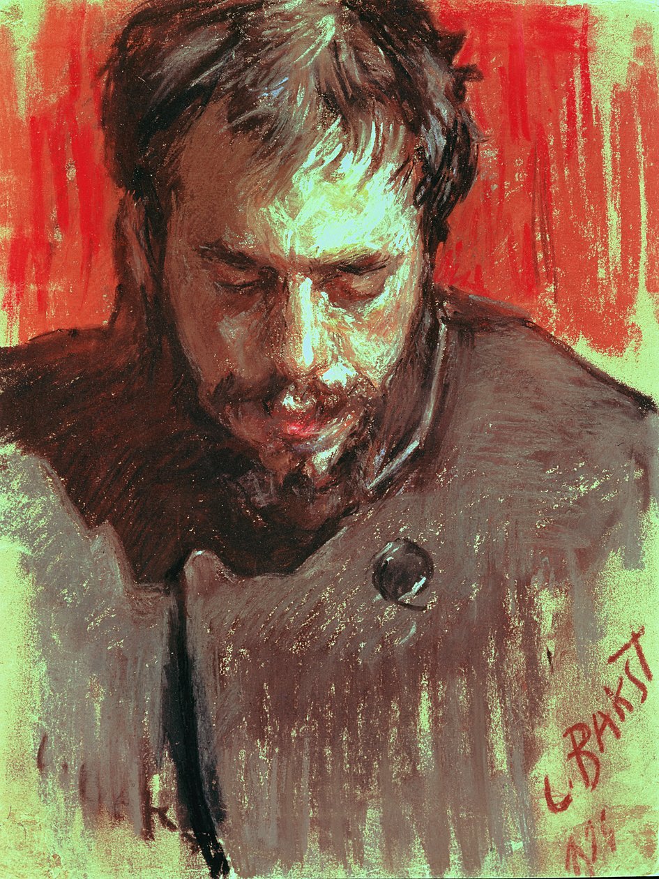 Porträtt av Alexander Benois (1870-1960) 1894 (krita på papper) av Leon Bakst