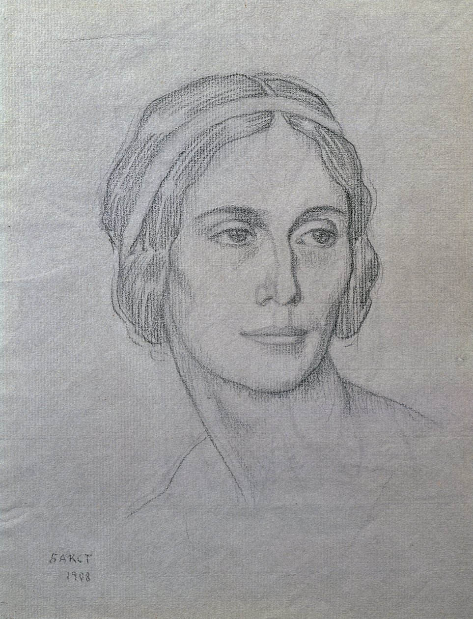 Porträtt av Anna Pavlova (1881-1931), 1908 (kol på papper) av Leon Bakst