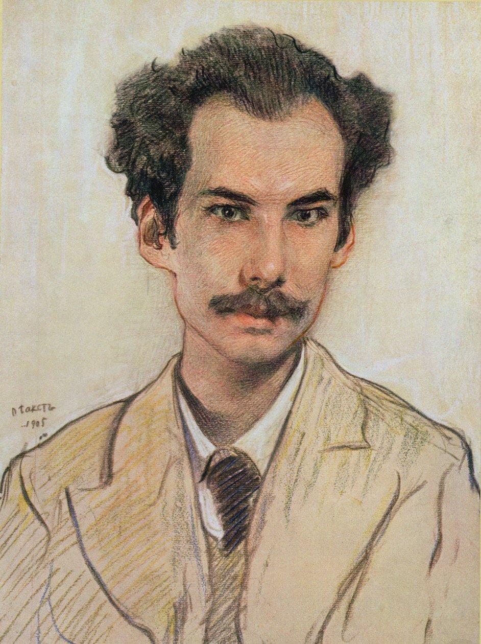 Porträtt av Boris Nikolaevich Bugaev (1880-1934) pseudonym Andrey Bely, 1905 av Leon Bakst