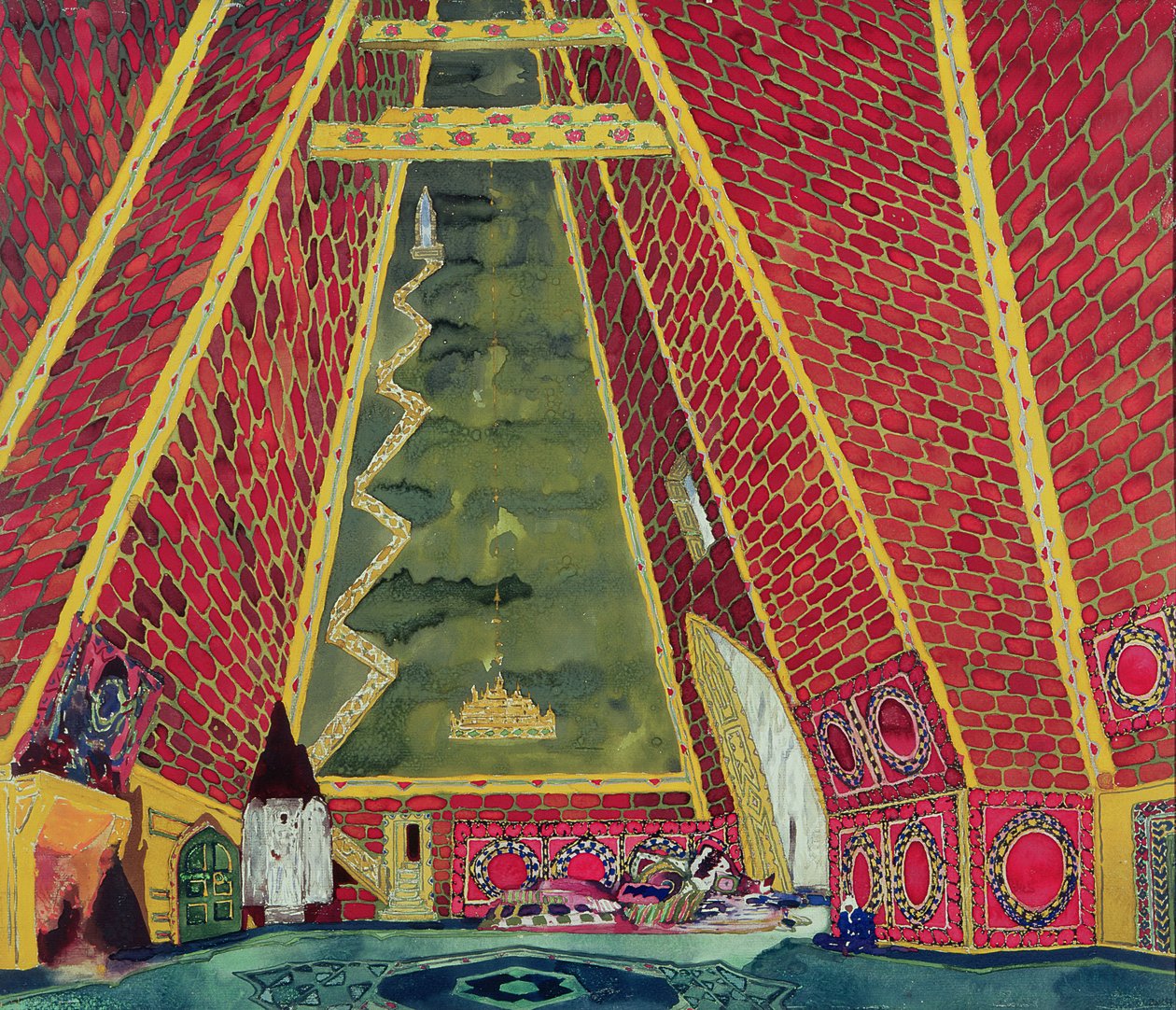 Scenografi för "Thamar", 1912 av Leon Bakst