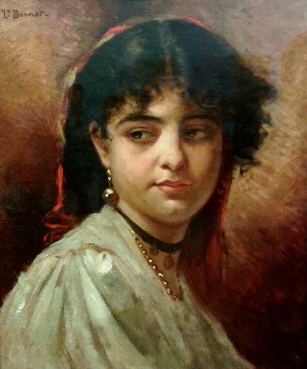  Head of a womannPortugues: Cabeca de mulhern av Leon Joseph Florentin Bonnat