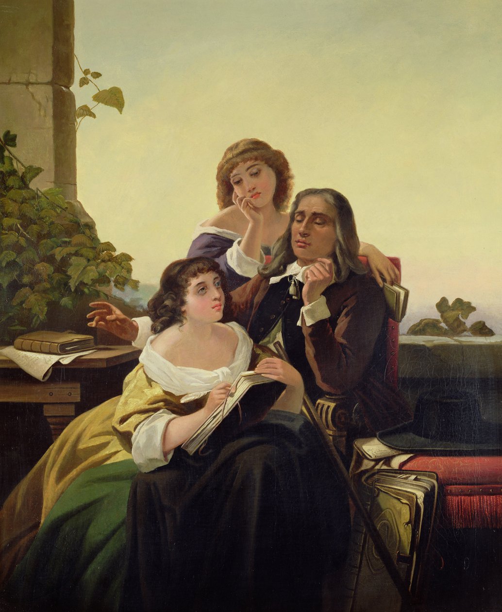 John Milton komponerar poesi av Leon Bortarel