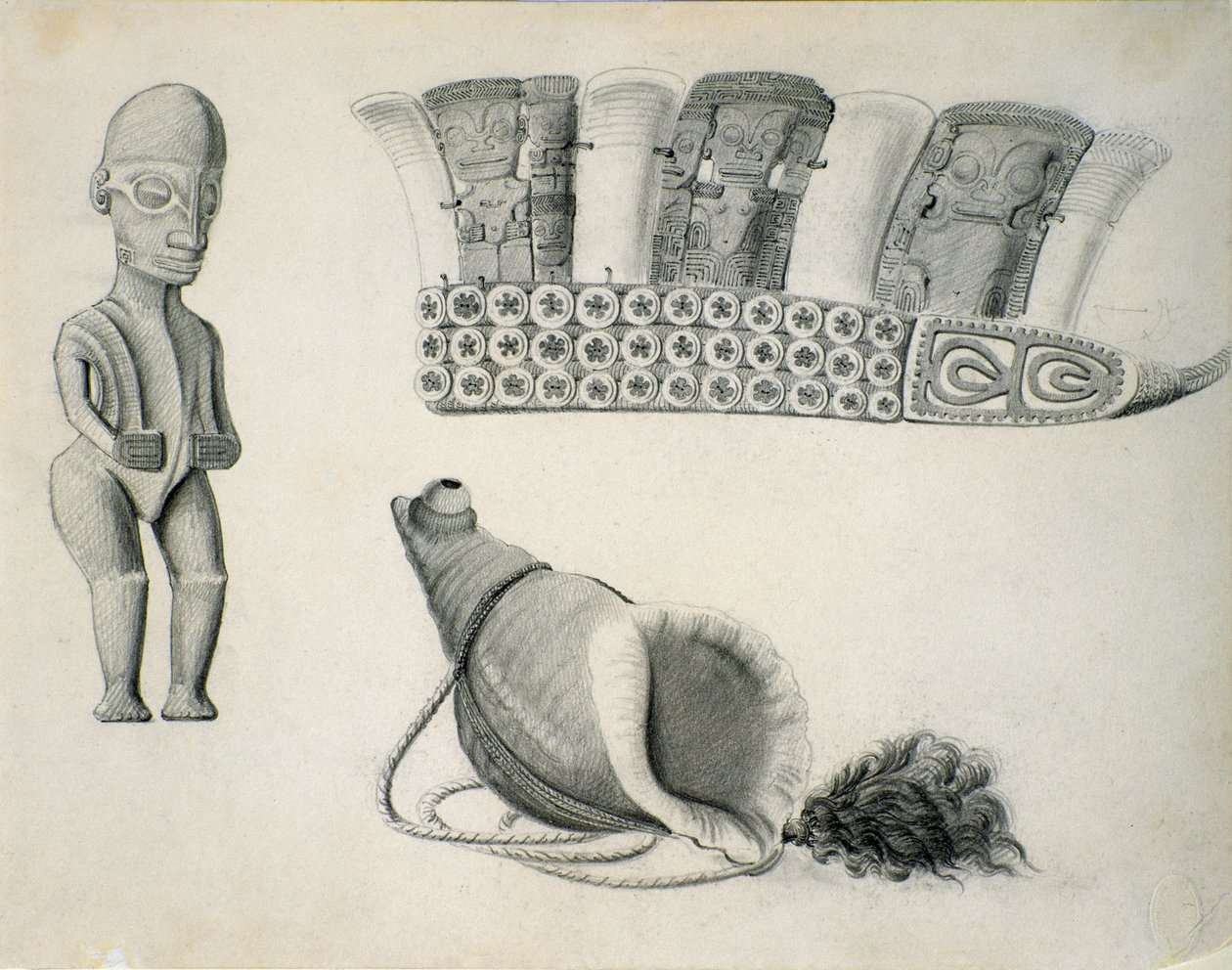 Artefakter från Marquesasöarna, ca 1844 av Leon Duchamp