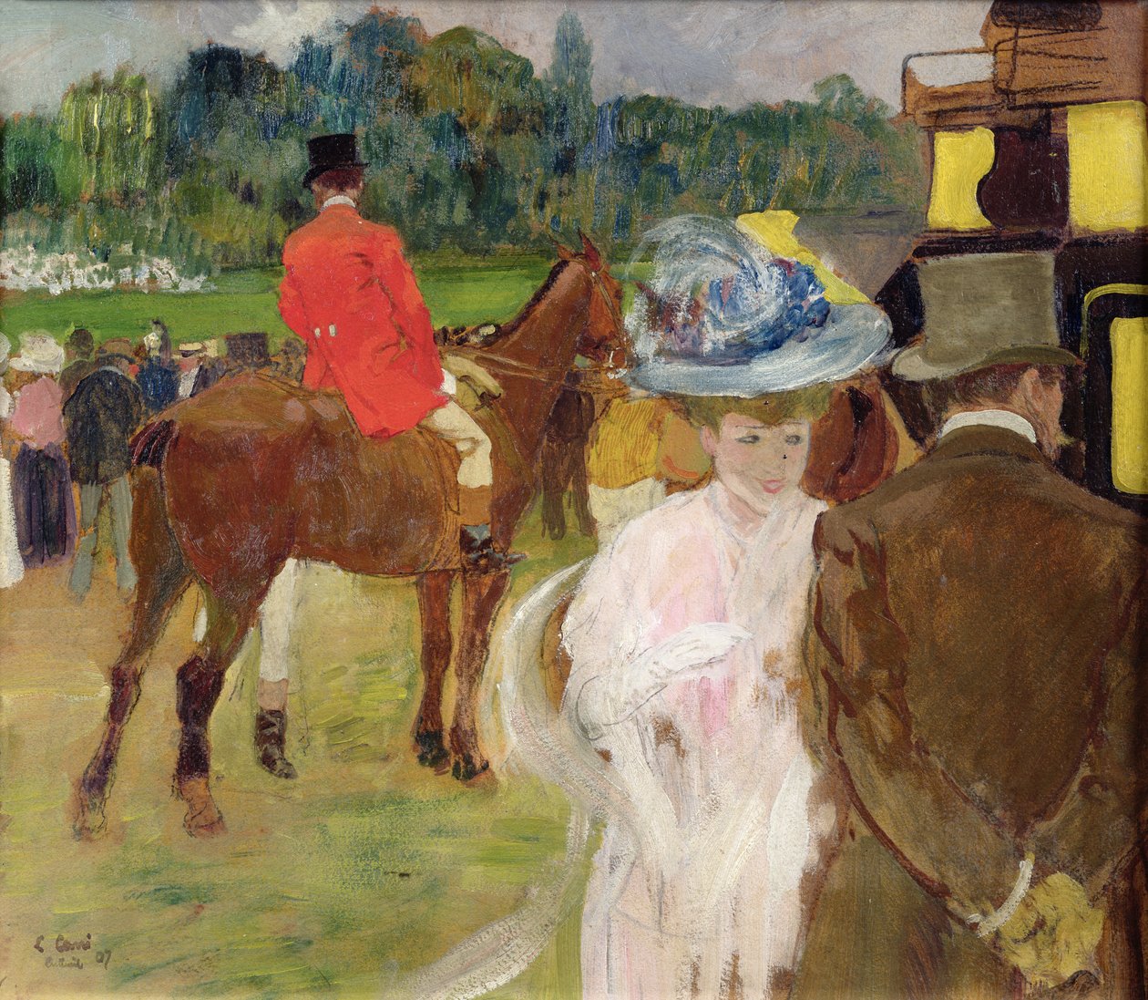 Vid tävlingarna i Auteuil, 1907 av Leon Georges Carre