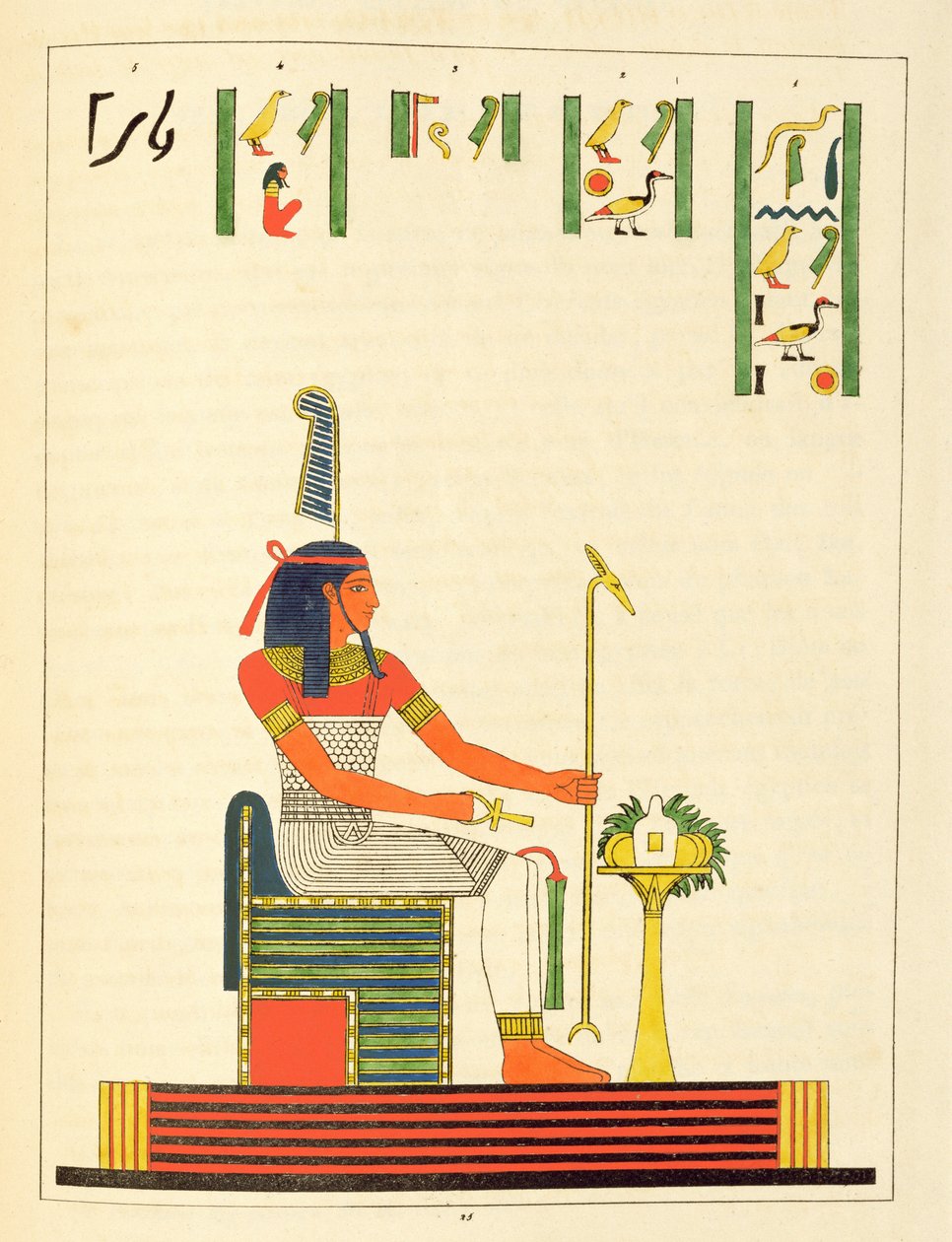 Guden Shu, illustration från Egyptian Pantheon: samling mytologiska karaktärer från det antika Egypten av Jean-Francois Champollion, publicerad 1823-25 av Leon Jean Joseph Dubois
