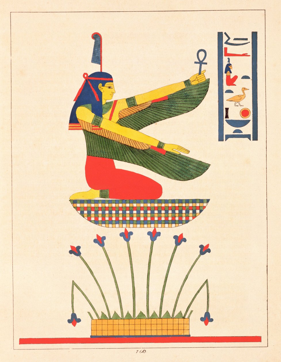 Gudinnan Isis, illustration från Pantheon egyptien: samling mytologiska karaktärer från det antika Egypten av Jean-Francois Champollion, publicerad 1823-25 av Leon Jean Joseph Dubois