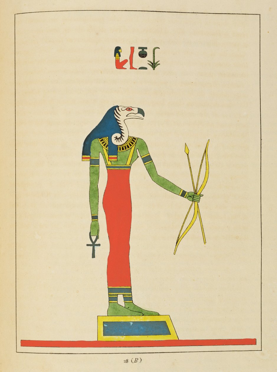 Gudinnan Nekhbet, illustration från Egyptian Pantheon: samling mytologiska karaktärer från det antika Egypten av Jean-Francois Champollion, publicerad 1823-25 av Leon Jean Joseph Dubois