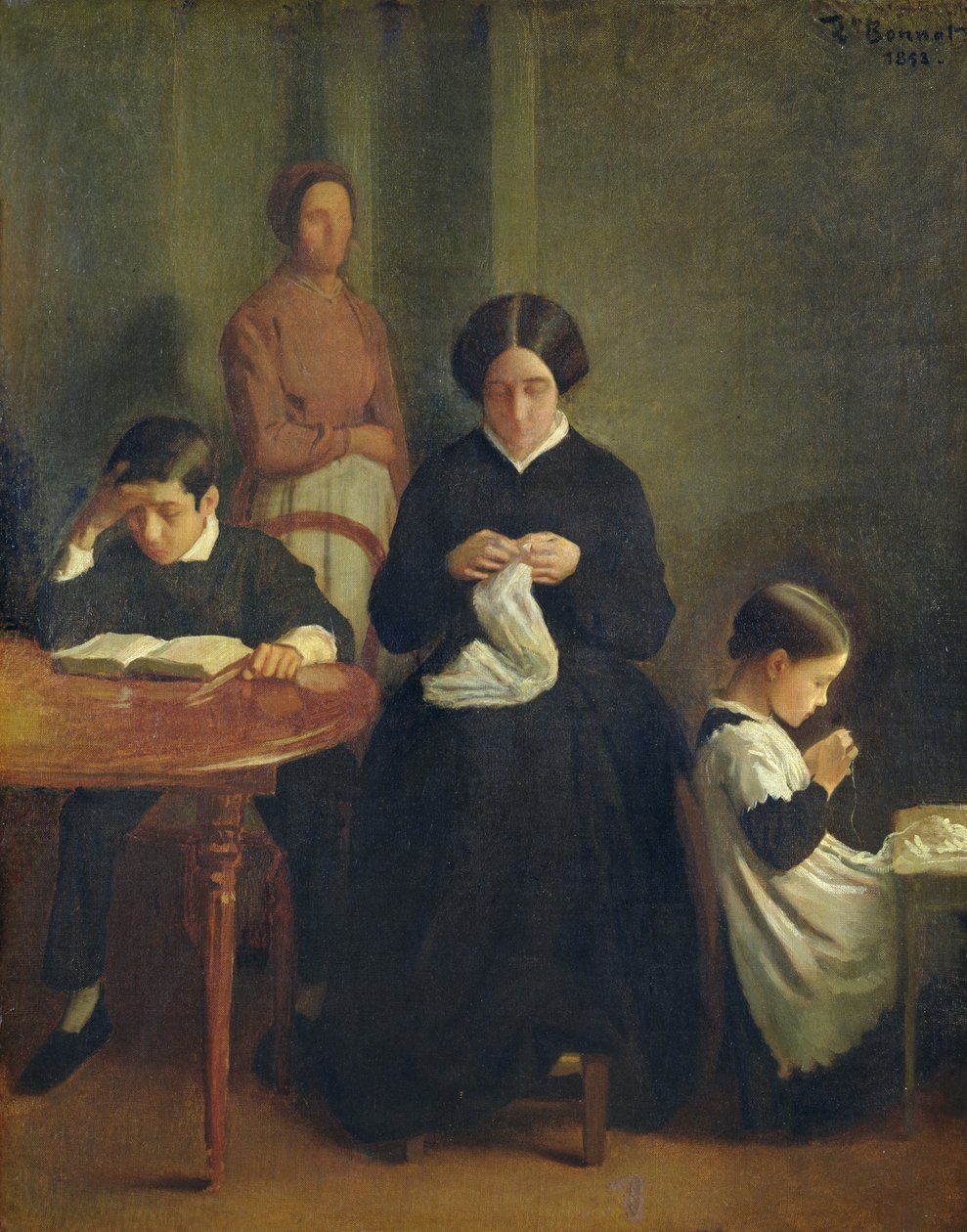 Porträtt av konstnärens mor, bror och syster, 1853 av Leon Joseph Florentin Bonnat