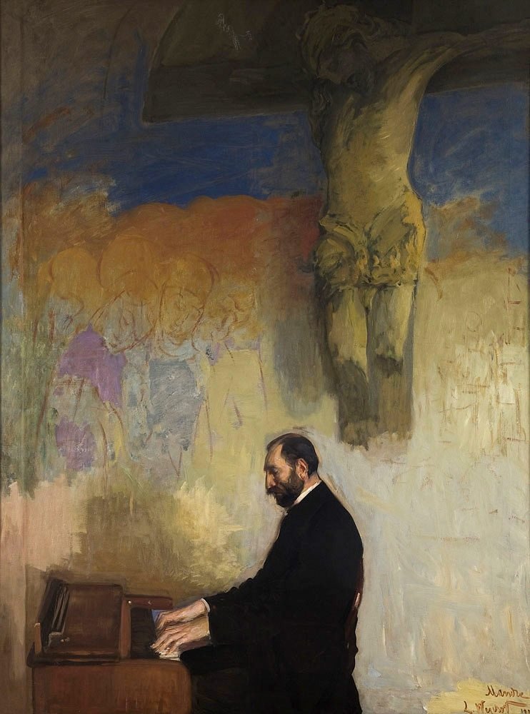 Portret Feliksa Jasienskiego przy organach.n av Leon Wyczokowski