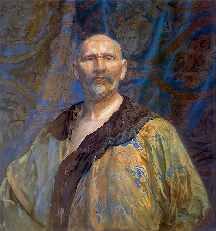 Self-portrait in Chinese gown. av Leon Wyczokowski