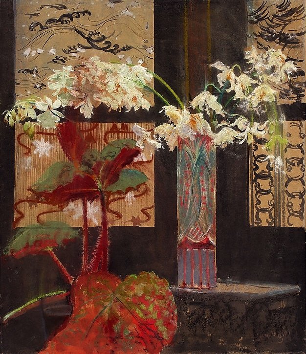 Vita orkidéer och begonia. av Leon Wyczokowski