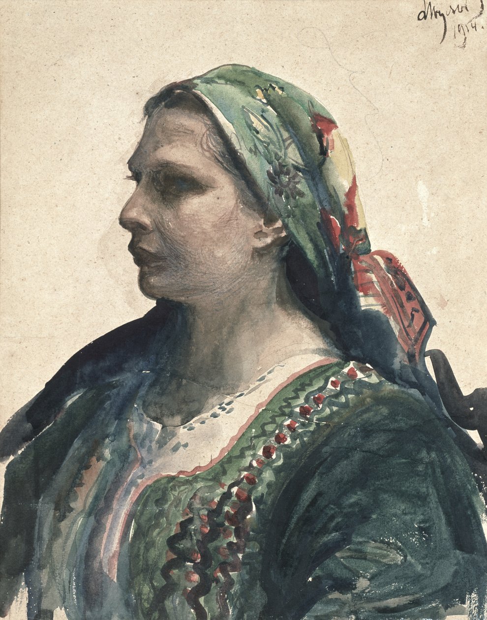 Kvinna i Krakowien Corset, 1914 av Leon Wyczolkowski