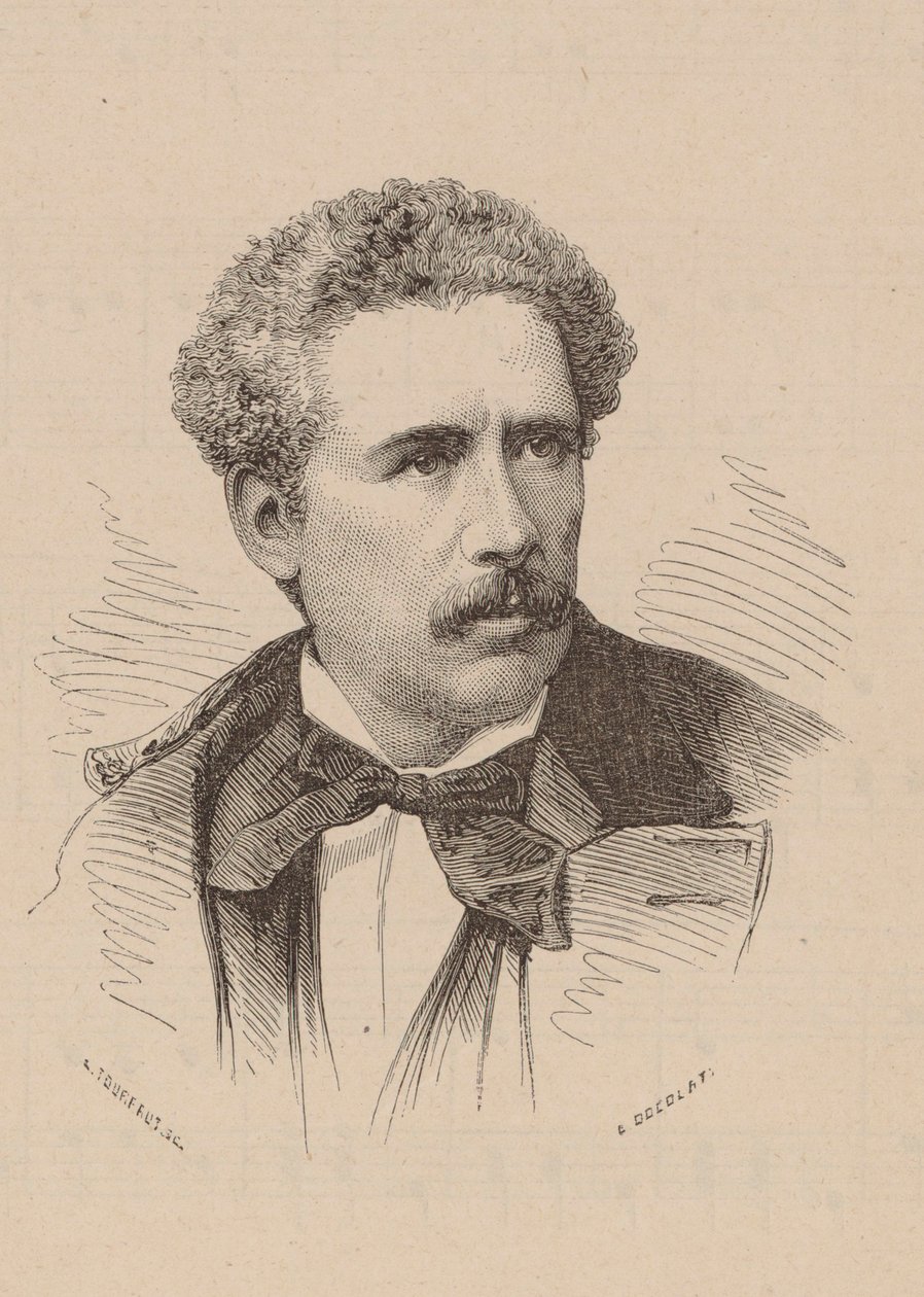 Porträtt av kompositören Olivier Métra 1830-1889. av Leon Alexandre Tourfaut