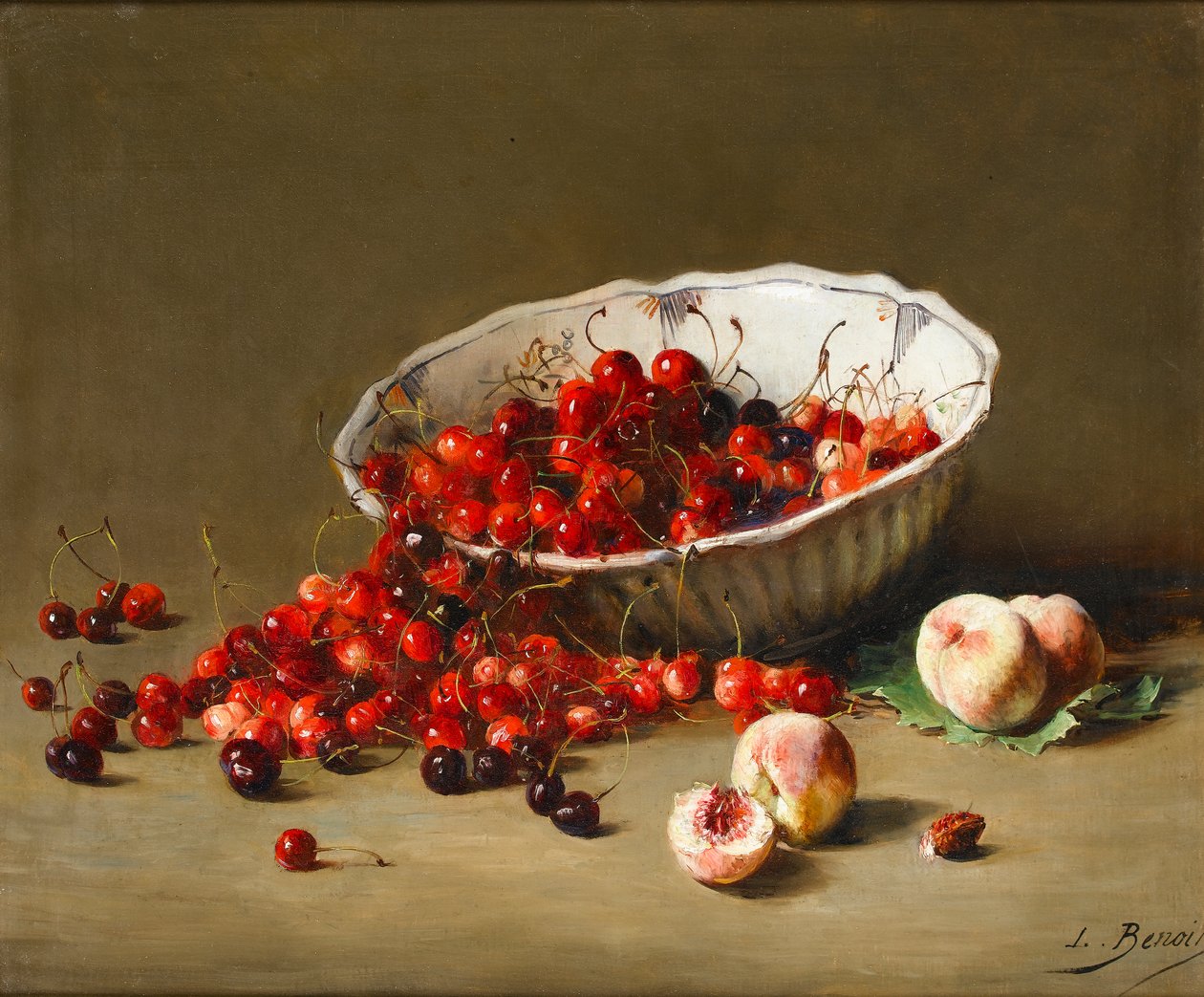 En skål med körsbär, ca 1900 av Leon Alfred Benoit