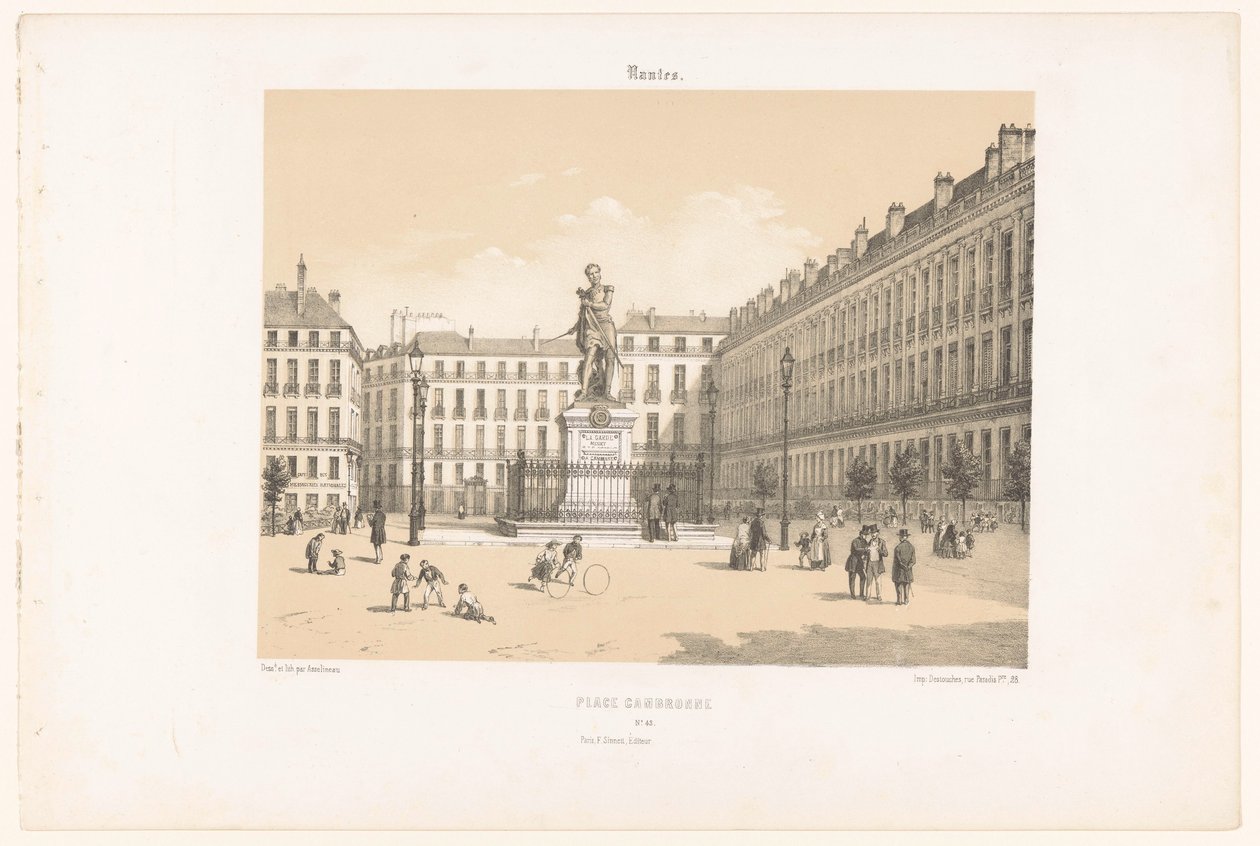 Utsikt över Cours Cambronne i Nantes Nantes. Placera Cambronne (titel på objekt) Contemporary France (serietitel) La France de nos jours (serietitel) av Leon Auguste Asselineau