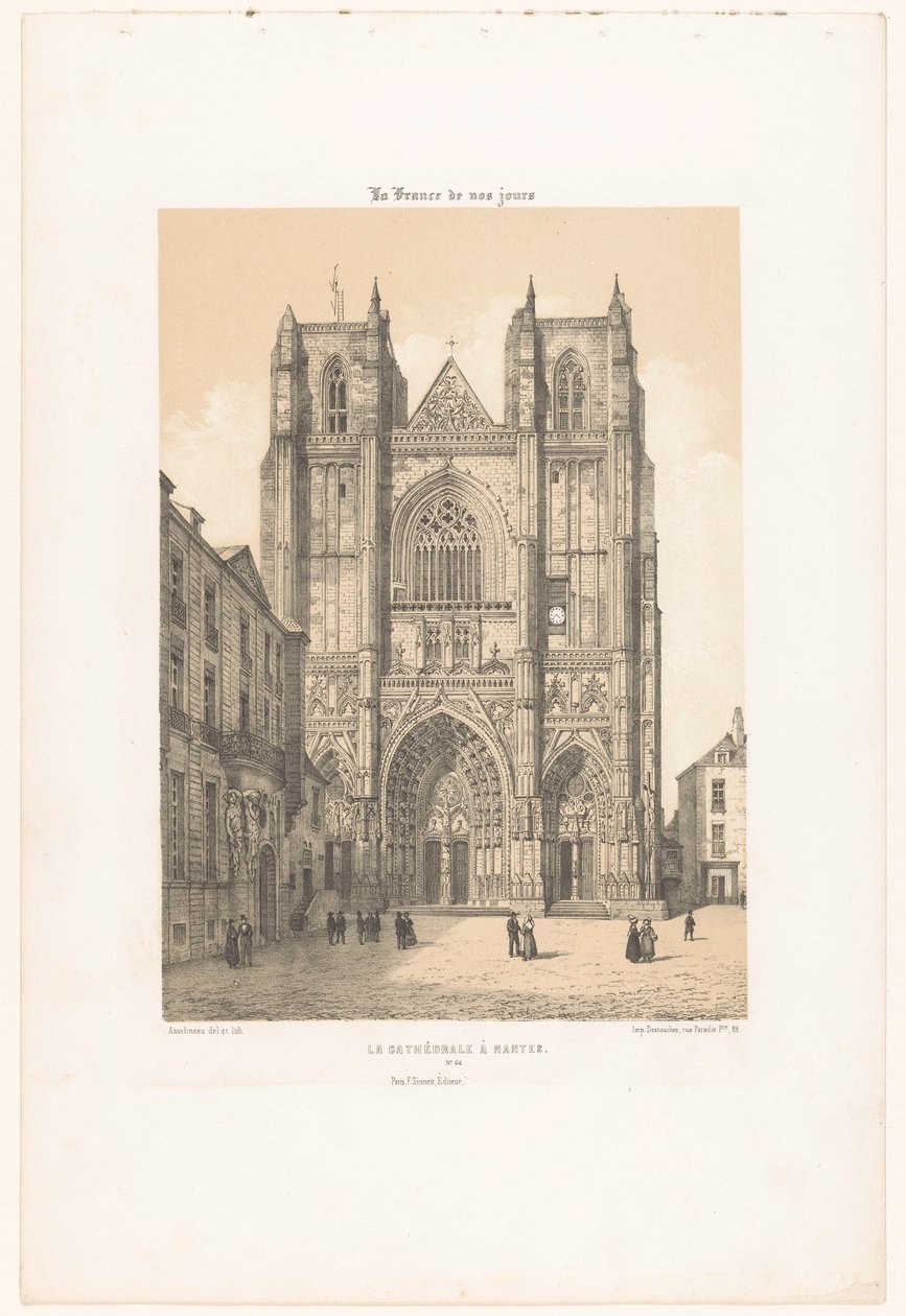 Utsikt över katedralen St. Peter och St. Paul i Nantes La cathédrale à Nantes (titel på objekt) Contemporary France (serietitel) La France de nos jours (serietitel på objekt) av Leon Auguste Asselineau