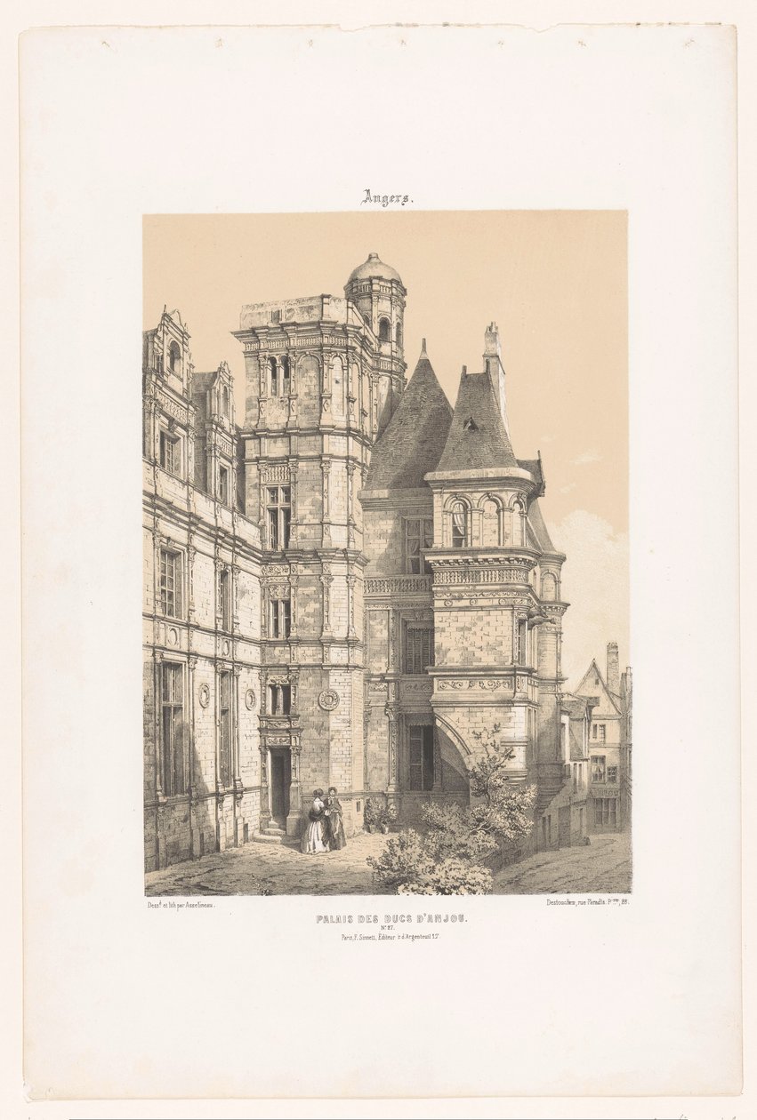 Utsikt över en del av slottet Angers Ilska. Palais des ducs d