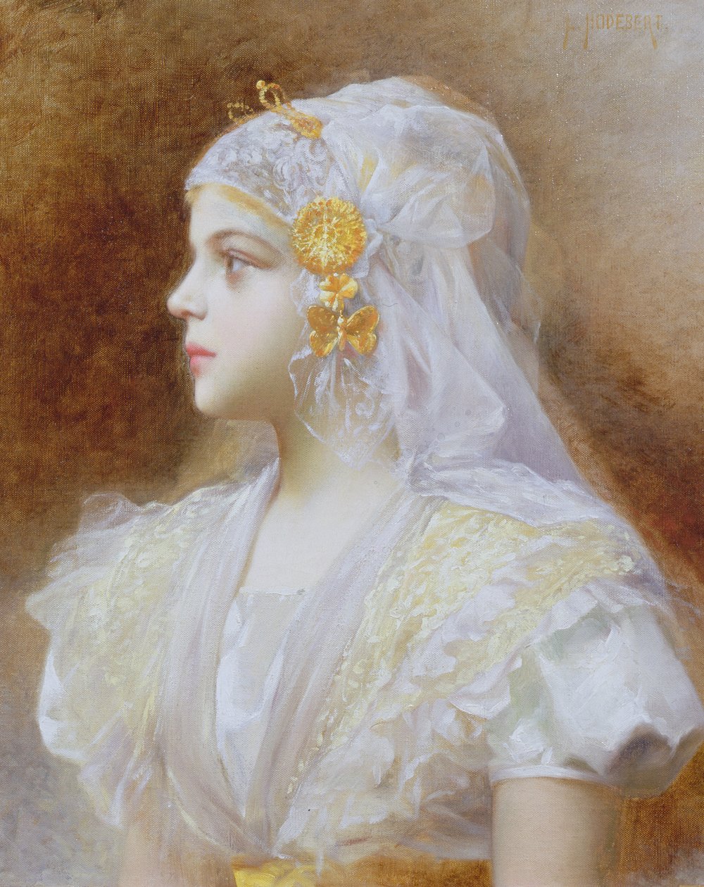 Porträtt av en flicka av Leon Auguste Cesar Hodebert