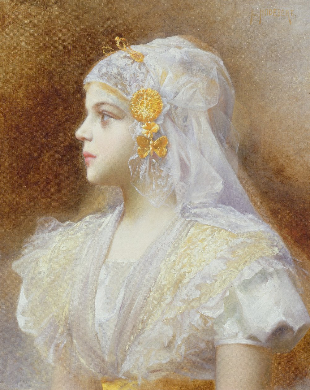 Porträtt av en flicka av Leon Auguste Cesar Hodebert
