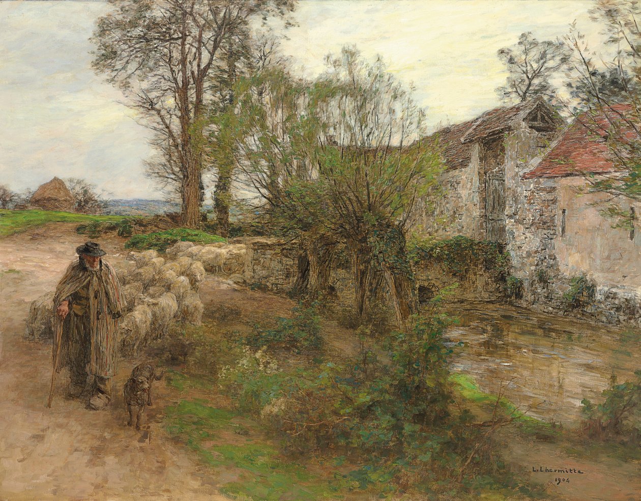 Avfart från Herd of Chailly Street; Utgång från flocken från rue Chailly, 1904 av Leon Augustin Lhermitte