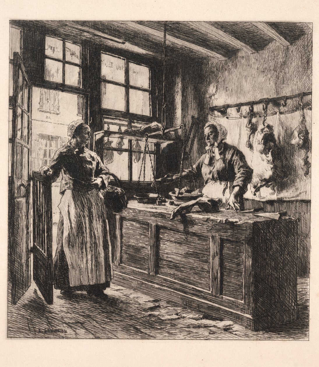 Inredning av en slaktare. av Leon-Augustin Lhermitte