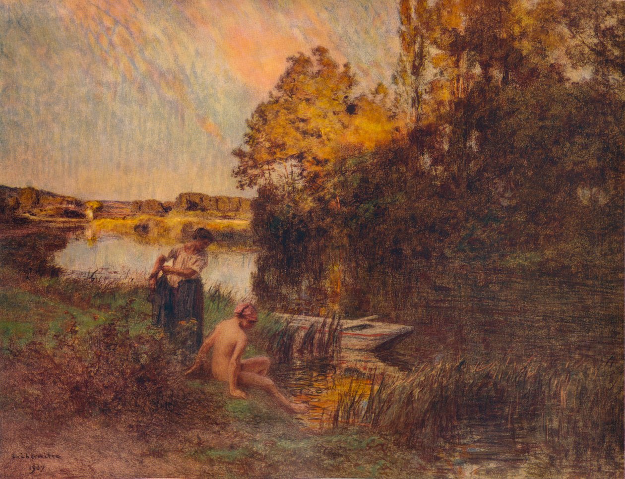 Badaren, 1907, 1938 av Leon Augustin Lhermitte