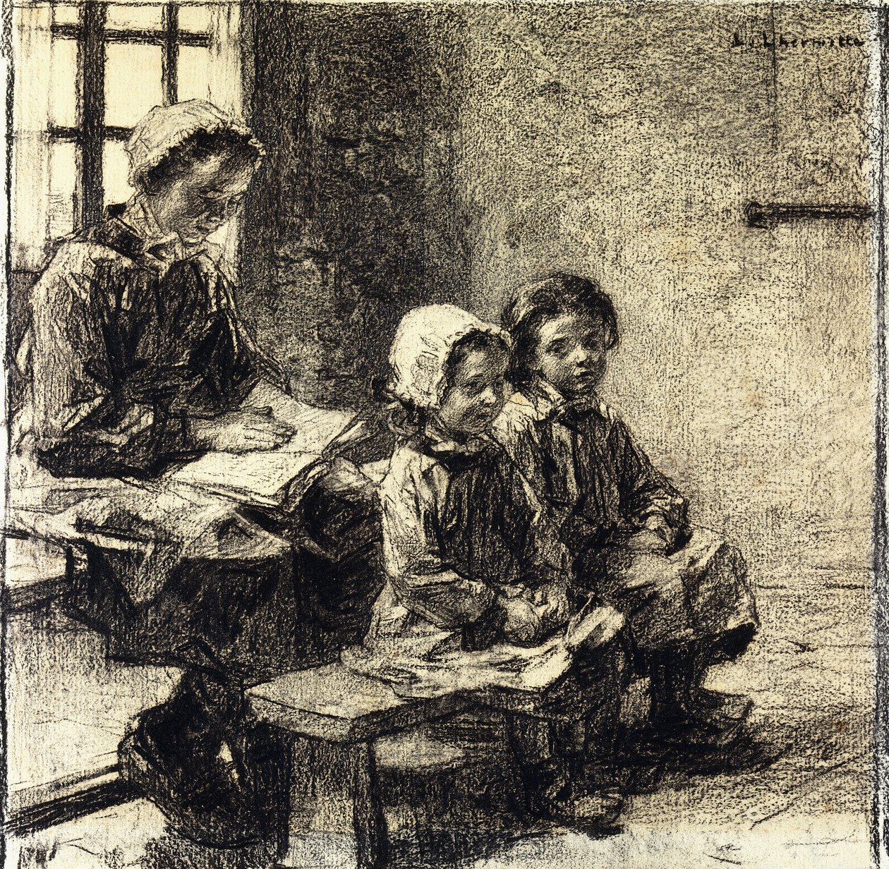 Små flickor på skolan i Mont-Saint-Pere, av Leon Augustin Lhermitte