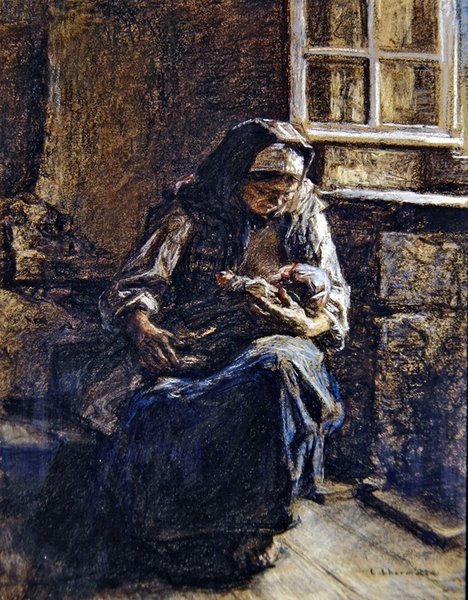 Mamma som ammar sitt barn av Leon Augustin Lhermitte
